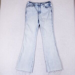 And Now This Light Wash Flare Jeans 31 Raw Hem Stretch Denim‎ Y2K Retro Style